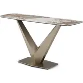 Pandora Console Table in Multicolor Gloss Ceramic & Bronze
